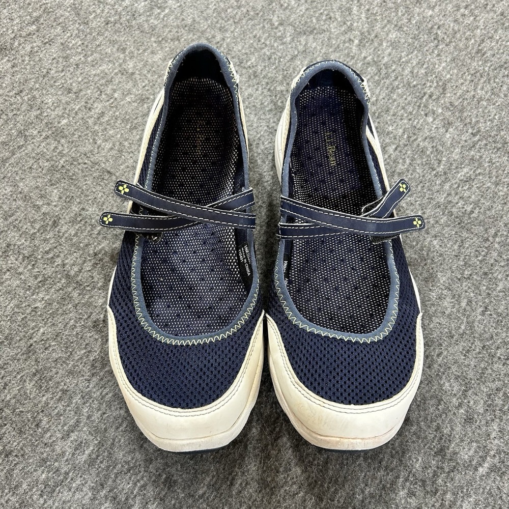 LL Bean Women's Sneaker Athletic Blue Mesh Mary Jane Size 8.5 Sport Comfort